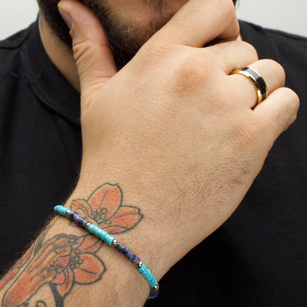 Azure Voyager (Turquoise / Sodalite) Heishi Bead Bracelet