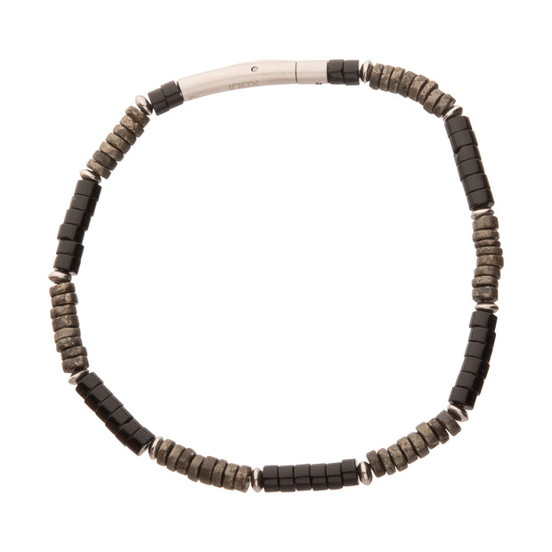 Shadow Wolf (Onyx / Pyrite) Heishi Bead Bracelet