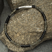 Shadow Wolf (Onyx / Pyrite) Heishi Bead Bracelet