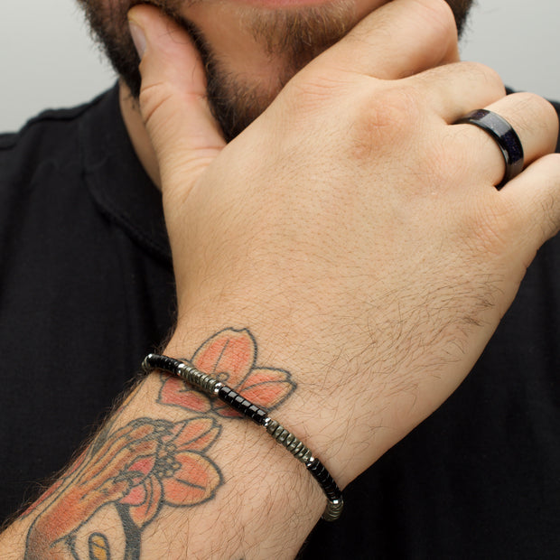 Shadow Wolf (Onyx / Pyrite) Heishi Bead Bracelet