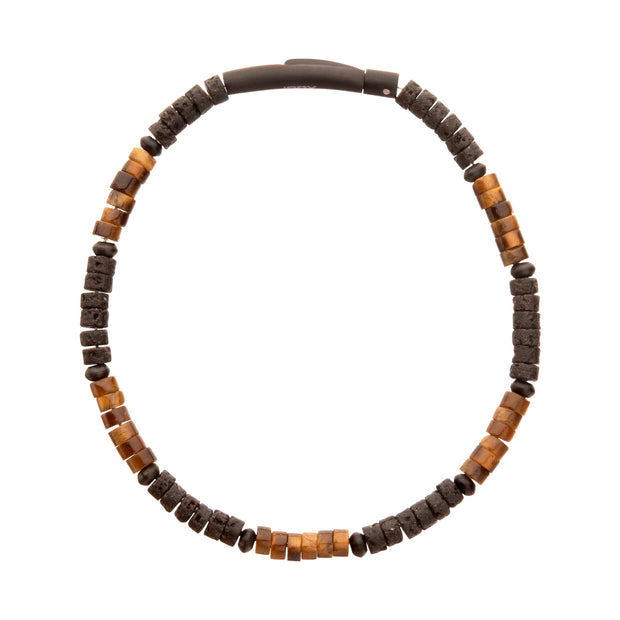 Magma Tiger (Tiger-eye / Lava) Heishi Bead Bracelet