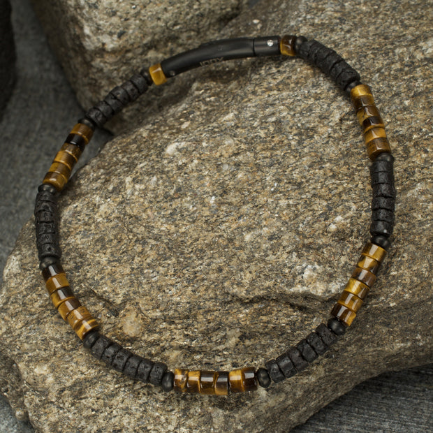 Magma Tiger (Tiger-eye / Lava) Heishi Bead Bracelet
