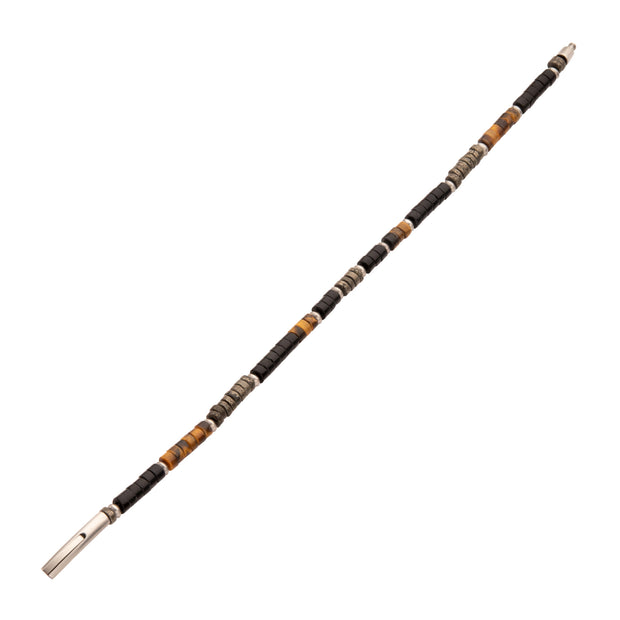 Pyro Sentinel (Onyx / Pyrite / Tiger-eye) Heishi Bead Bracelet