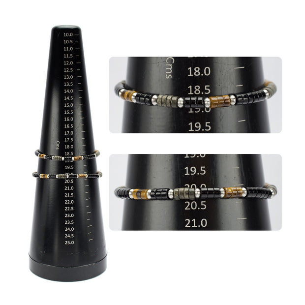 Pyro Sentinel (Onyx / Pyrite / Tiger-eye) Heishi Bead Bracelet