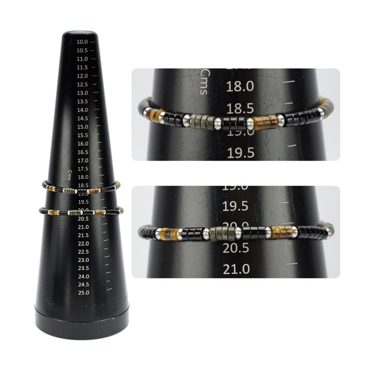 Pyro Sentinel (Onyx / Pyrite / Tiger-eye) Heishi Bead Bracelet