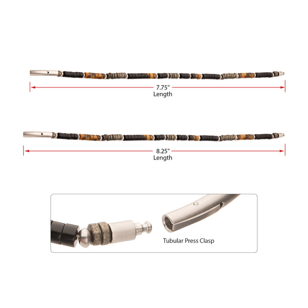 Pyro Sentinel (Onyx / Pyrite / Tiger-eye) Heishi Bead Bracelet