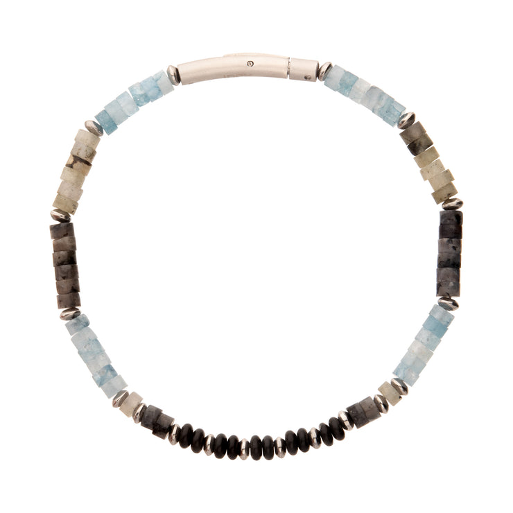 Tundra (Labradorite / Aquamarine / Moonstone) Heishi Bead Bracelet