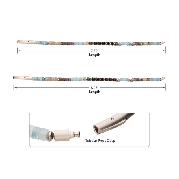 Tundra (Labradorite / Aquamarine / Moonstone) Heishi Bead Bracelet