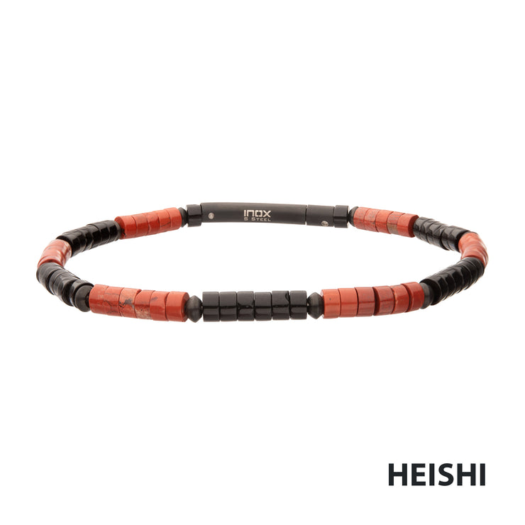 Inferno (Red Jasper / Onyx) Heishi Bead Bracelet