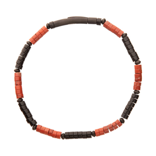 Inferno (Red Jasper / Onyx) Heishi Bead Bracelet
