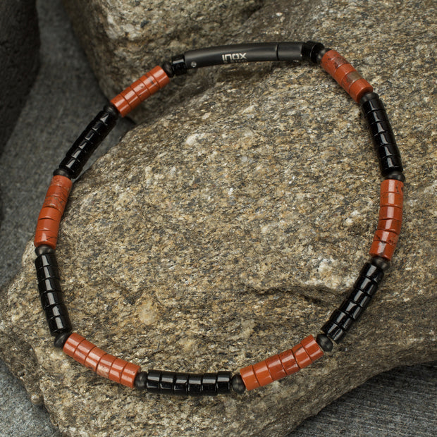 Inferno (Red Jasper / Onyx) Heishi Bead Bracelet