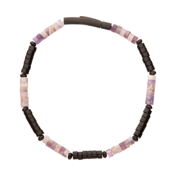 Imperial Dusk (Amethyst / Onyx) Heishi Bead Bracelet