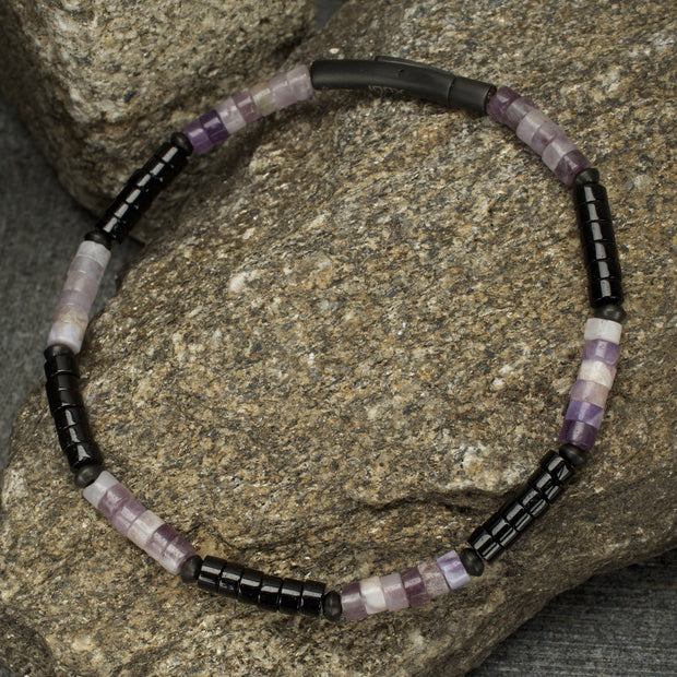 Imperial Dusk (Amethyst / Onyx) Heishi Bead Bracelet