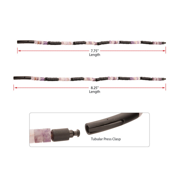 Imperial Dusk (Amethyst / Onyx) Heishi Bead Bracelet