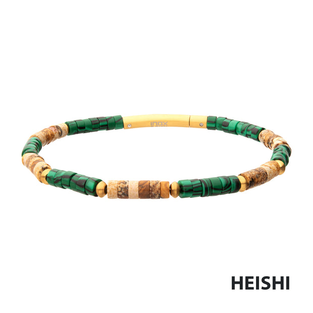 TerraFirm (Brown Jasper / Malachite) Heishi Bead Bracelet