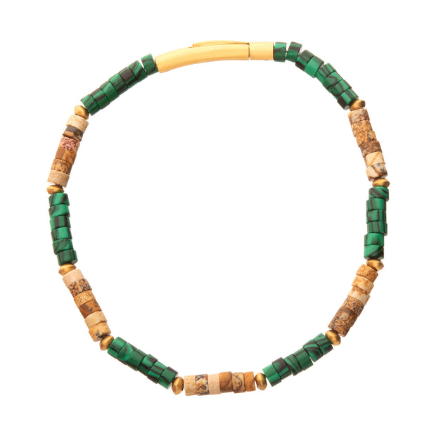 TerraFirm (Brown Jasper / Malachite) Heishi Bead Bracelet