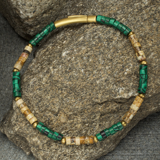 TerraFirm (Brown Jasper / Malachite) Heishi Bead Bracelet