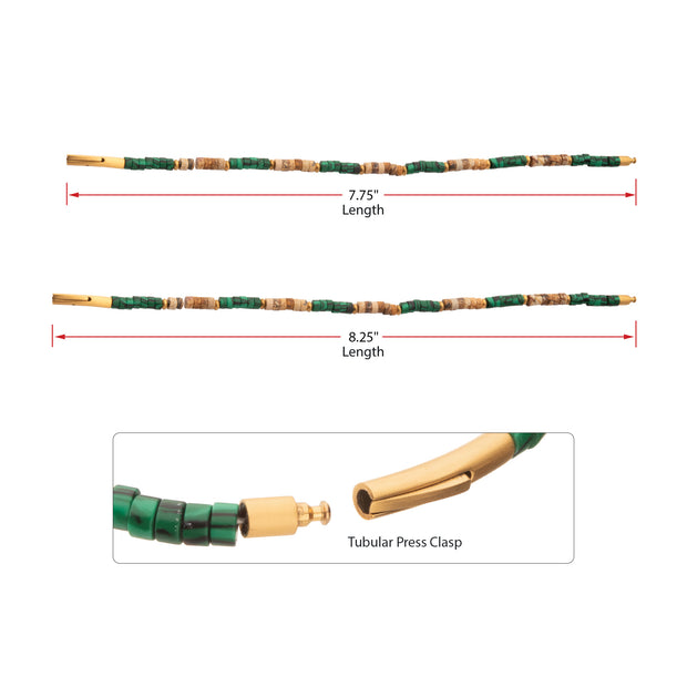 TerraFirm (Brown Jasper / Malachite) Heishi Bead Bracelet