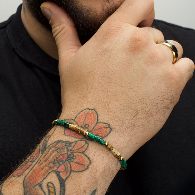 TerraFirm (Brown Jasper / Malachite) Heishi Bead Bracelet