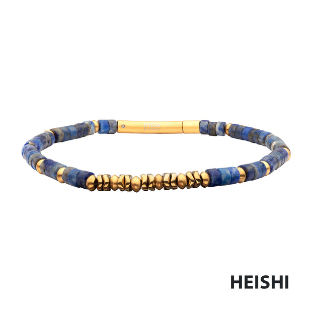 SkyWeaver (Hematite / Lapis Lazuli) Heishi Bead Bracelet