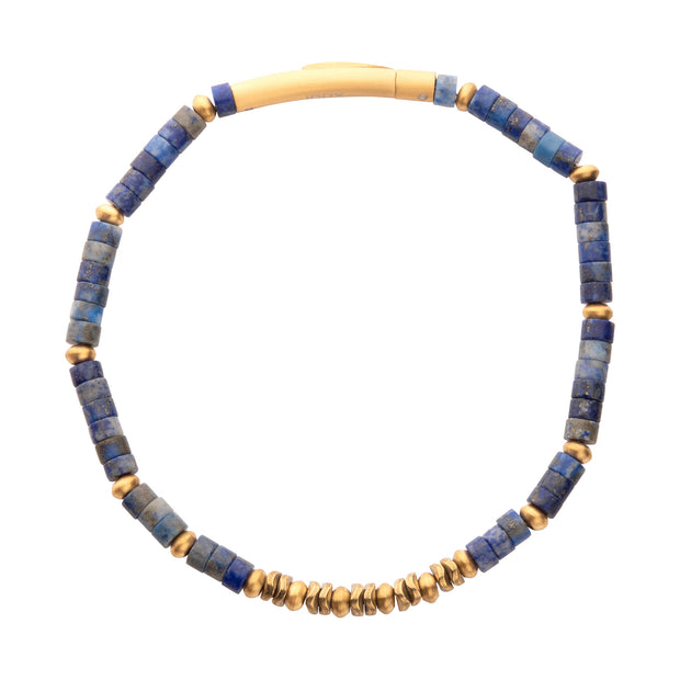 SkyWeaver (Hematite / Lapis Lazuli) Heishi Bead Bracelet