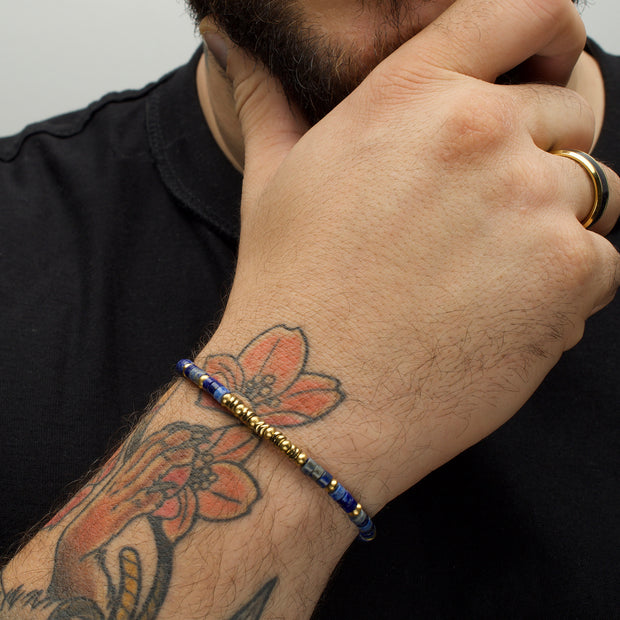 SkyWeaver (Hematite / Lapis Lazuli) Heishi Bead Bracelet