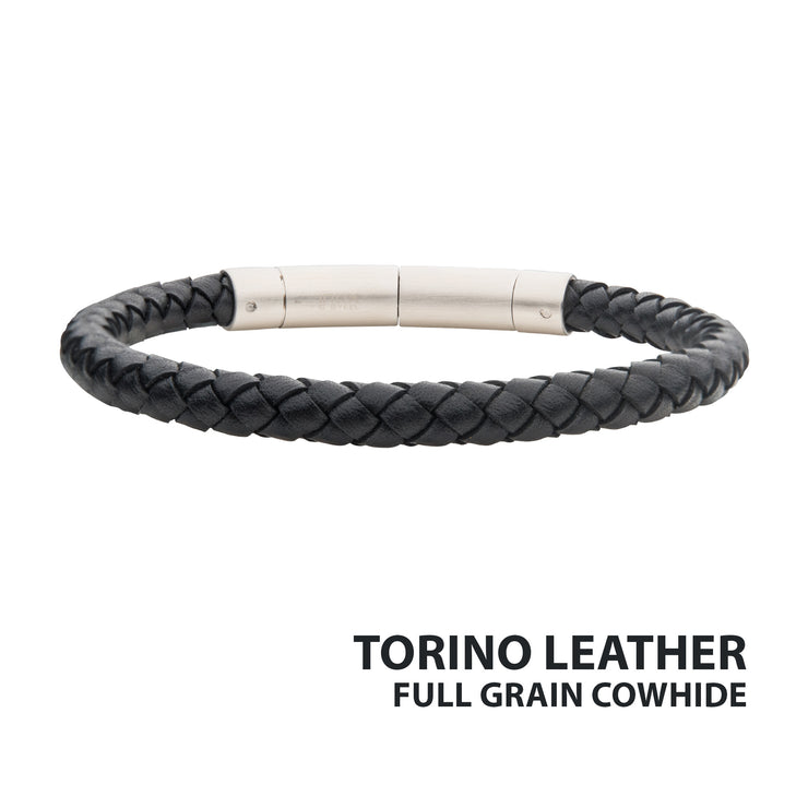 6mm Black Full Grain Cowhide Leather Bracelet