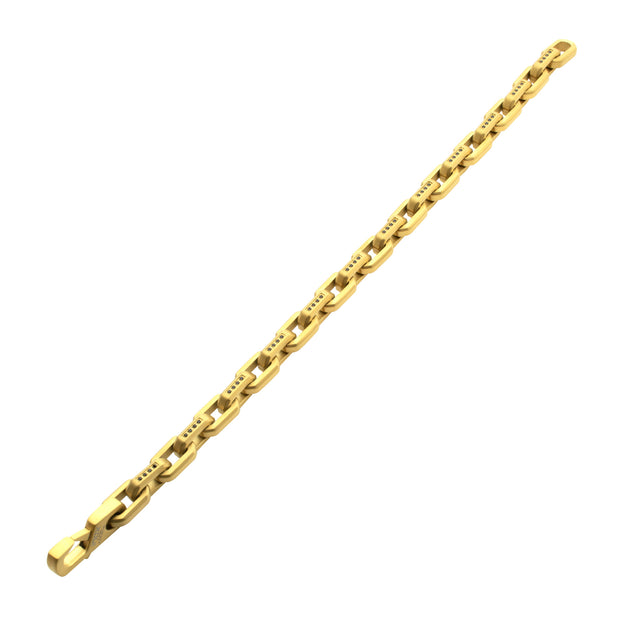 8mm Matte Finish 18Kt Gold IP Stainless Steel Faceted Interlock Link Chain Bracelet