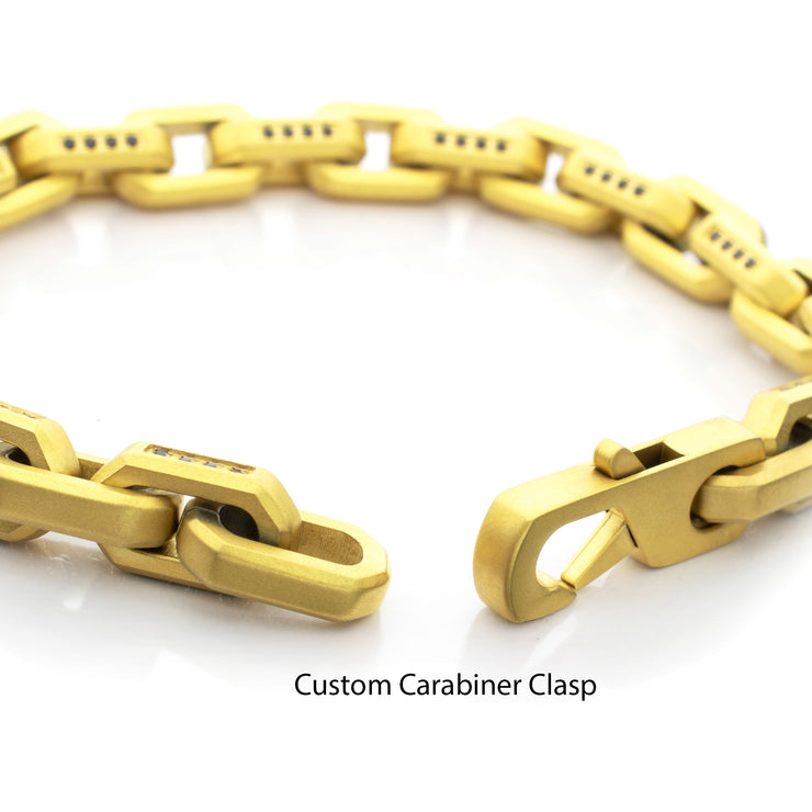 8mm Matte Finish 18Kt Gold IP Stainless Steel Faceted Interlock Link Chain Bracelet