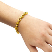8mm Matte Finish 18Kt Gold IP Stainless Steel Faceted Interlock Link Chain Bracelet