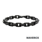 8mm Matte Finish Black IP Stainless Steel Faceted Interlock Link Chain Bracelet