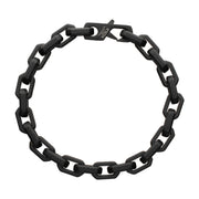 8mm Matte Finish Black IP Stainless Steel Faceted Interlock Link Chain Bracelet