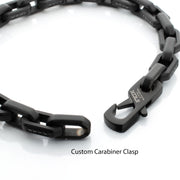 8mm Matte Finish Black IP Stainless Steel Faceted Interlock Link Chain Bracelet