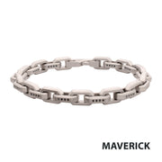 8mm Matte Finish Stainless Steel Faceted Interlock Link Chain Bracelet