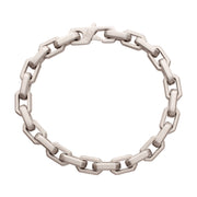 8mm Matte Finish Stainless Steel Faceted Interlock Link Chain Bracelet
