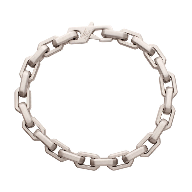 8mm Matte Finish Stainless Steel Faceted Interlock Link Chain Bracelet