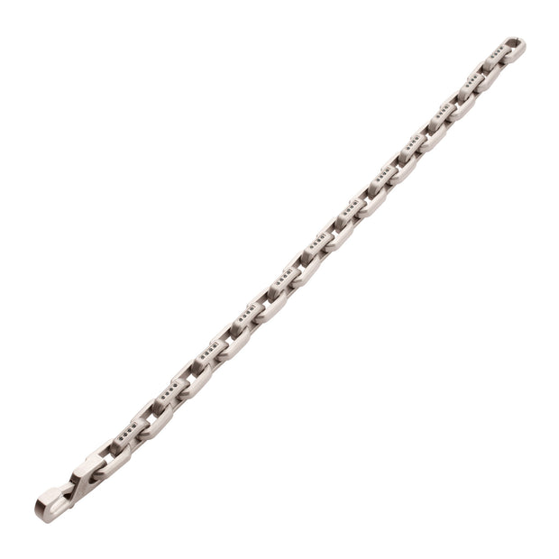 8mm Matte Finish Stainless Steel Faceted Interlock Link Chain Bracelet