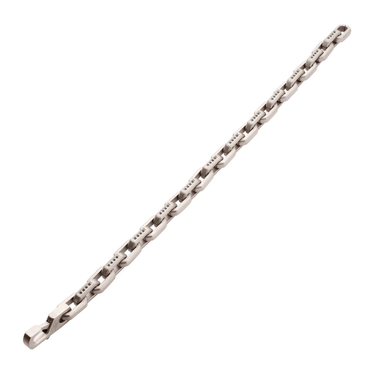 8mm Matte Finish Stainless Steel Faceted Interlock Link Chain Bracelet