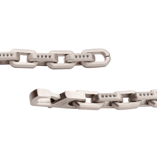 8mm Matte Finish Stainless Steel Faceted Interlock Link Chain Bracelet