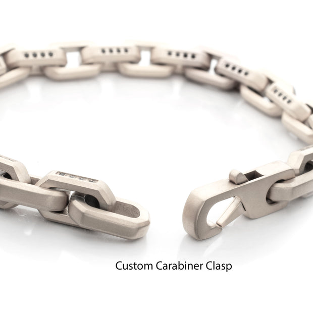 8mm Matte Finish Stainless Steel Faceted Interlock Link Chain Bracelet