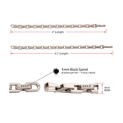 8mm Matte Finish Stainless Steel Faceted Interlock Link Chain Bracelet