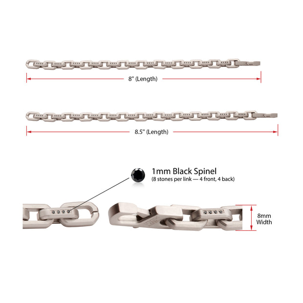8mm Matte Finish Stainless Steel Faceted Interlock Link Chain Bracelet