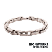 7.5mm Matte Finish Stainless Steel Faceted Interlock Link Chain Bracelet