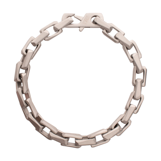 7.5mm Matte Finish Stainless Steel Faceted Interlock Link Chain Bracelet