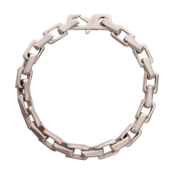 7.5mm Matte Finish Stainless Steel Faceted Interlock Link Chain Bracelet