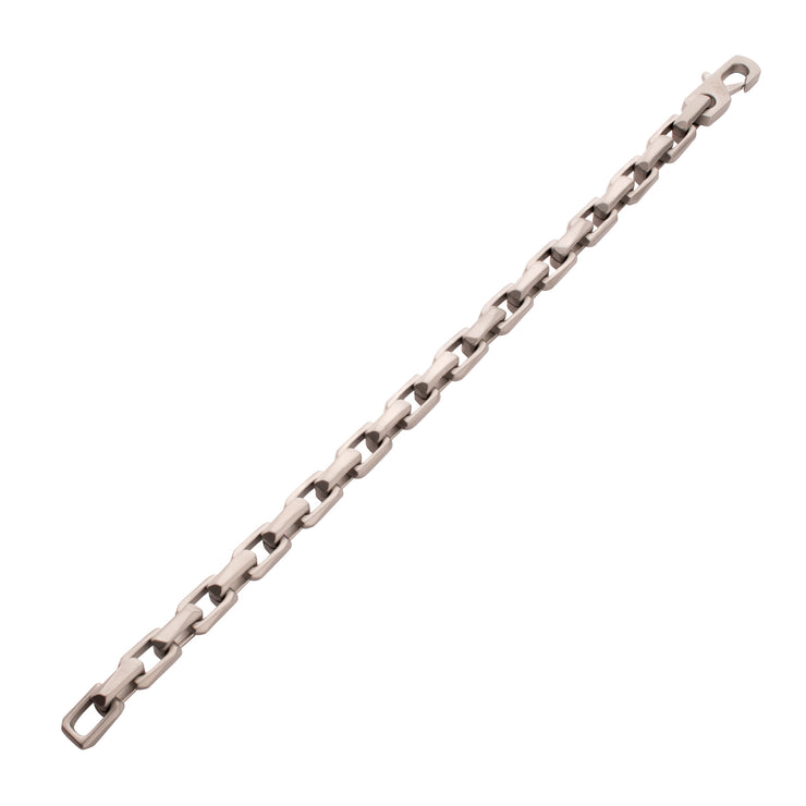7.5mm Matte Finish Stainless Steel Faceted Interlock Link Chain Bracelet