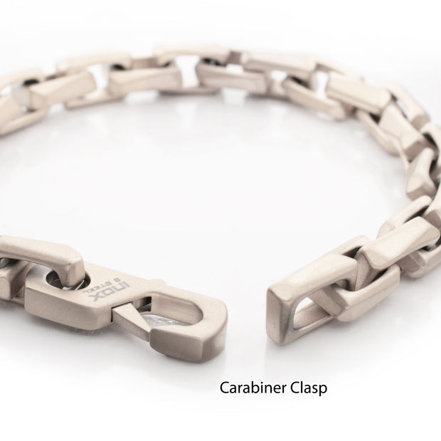 7.5mm Matte Finish Stainless Steel Faceted Interlock Link Chain Bracelet