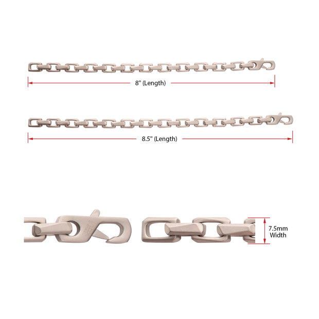 7.5mm Matte Finish Stainless Steel Faceted Interlock Link Chain Bracelet