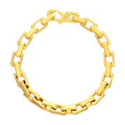 7.5mm Matte Finish 18Kt Gold IP Stainless Steel Faceted Interlock Link Chain Bracelet