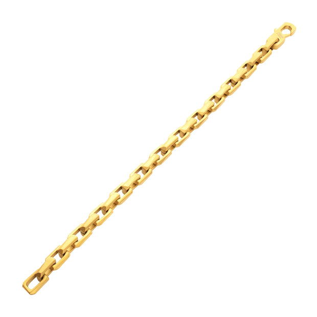 7.5mm Matte Finish 18Kt Gold IP Stainless Steel Faceted Interlock Link Chain Bracelet